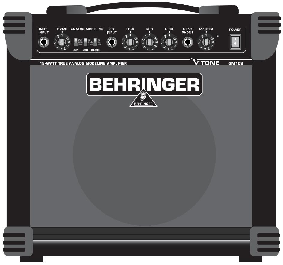 BEHRINGER GM108 - Notice d'utilisation - 1