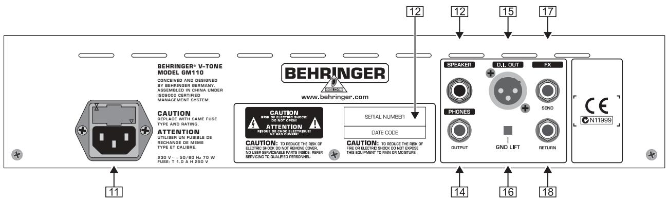 BEHRINGER GM110 - Commandes et connexions - 2