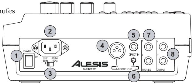 ALESIS PLAYMATEVOCALIST - Characteristicas del panel trasero y detalles de connexion - 1