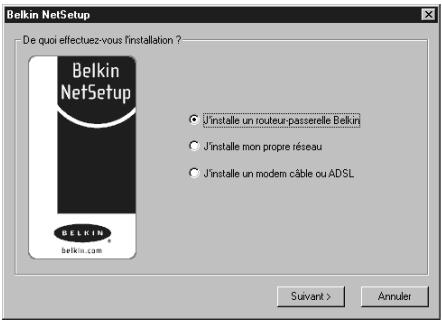 BELKIN F5D6050-C - Configuration de votre ordinateur Windows 98/Me à l'aide de l'utilitaire Belkin NetSetup - 1