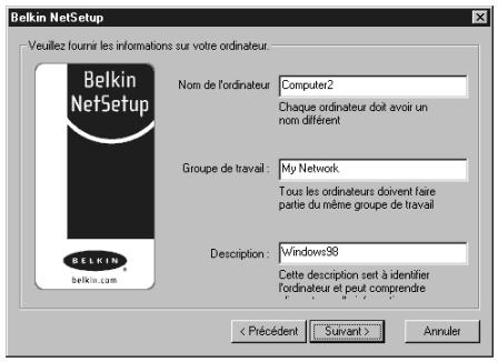 BELKIN F5D6050-C - Configuration d'ordinateurs additionnels à l'aide du logiciel Belkin NetSetup - 2