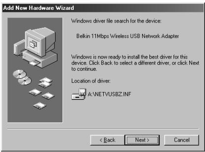BELKIN F5D6050-C - Installation Windows 98/Me - 1