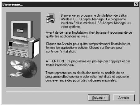 BELKIN F5D6050-C - Installation du Gestionnaire d'adaptateur réseau sans fil USB Belkin - 1