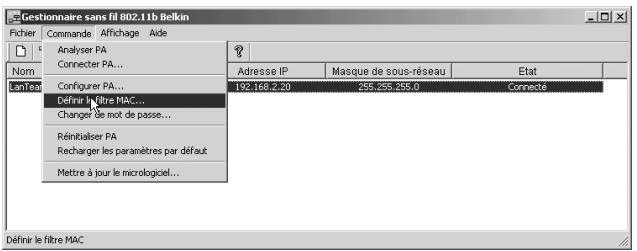 BELKIN F5D6130 - Utilisation du filtrage d'adresses MAC - 3