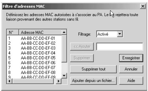 BELKIN F5D6130 - Ajout d'une liste d'adresses MAC à partir d'un fichier - 1