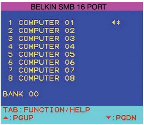 BELKIN OMNIVIEW SMB CAT5 KVM SWITCH - Page principale du menu OSD - 1
