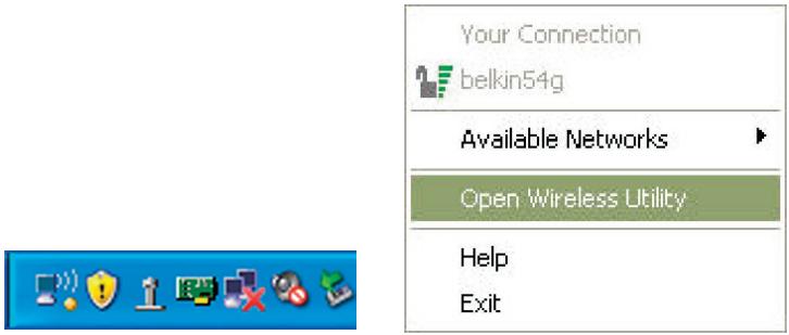 BELKIN ADAPTATEUR USB SANS FIL G+ MIMO #F5D9050FR - Zugriff auf das Dienstprogramm für kabellose Netzwerke von Belkin über das Windows System-Tray - 1