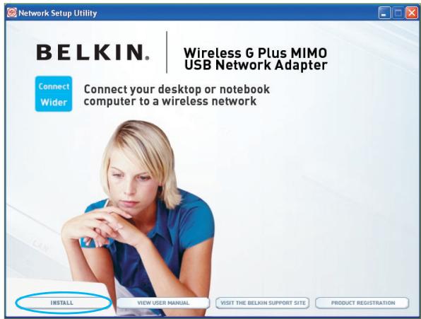 BELKIN ADAPTATEUR USB SANS FIL G+ MIMO #F5D9050FR - LET OP: Installee eerst de software voordat u de adapter aansluit. - 1