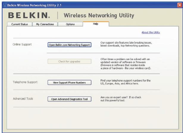 BELKIN ADAPTATEUR USB SANS FIL G+ MIMO #F5D9050FR - Dienstprogramm für kabellose Netzwerke: Hilfe - 1