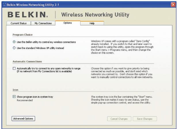 BELKIN ADAPTATEUR USB SANS FIL G+ MIMO #F5D9050FR - Opzioni della utility di rete wireless - 1