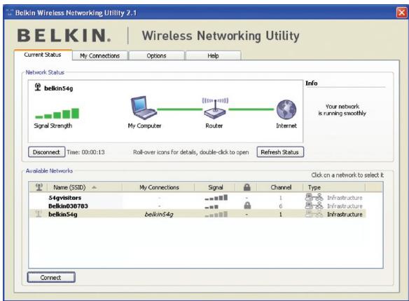 BELKIN ADAPTATEUR USB SANS FIL G+ MIMO #F5D9050FR - De Wireless Networking Utility via de Windows-systeembalk starten - 2