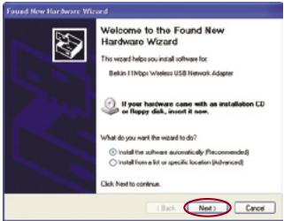 BELKIN F5D6051 - Étape 3: Laissez Windows terminer l'installation de l'adaptateur - 1
