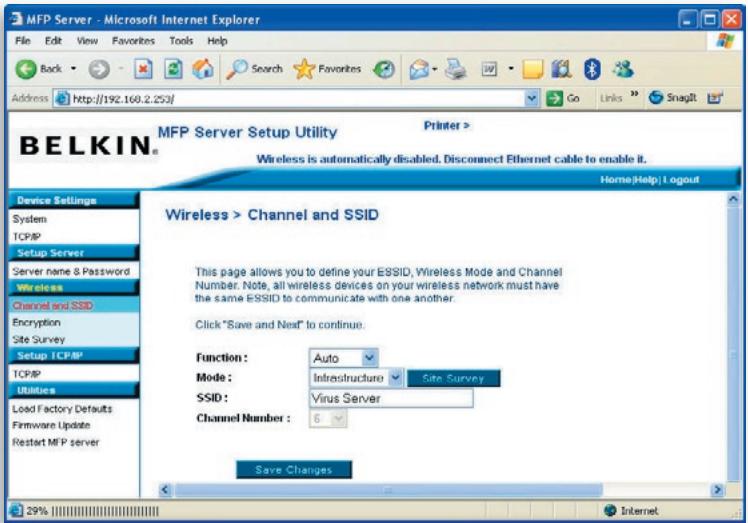 BELKIN SERVEUR D'IMPRESSION TOUT-EN-UN SANS FIL G #F1UP0002FR - Canal et SSID - 1