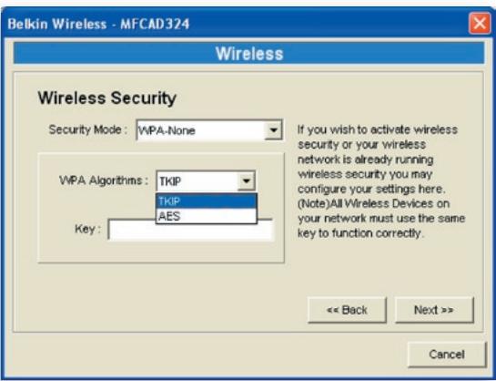 BELKIN SERVEUR D'IMPRESSION TOUT-EN-UN SANS FIL G #F1UP0002FR - WPA-Shared Key or WPA-None Security Mode: - 1