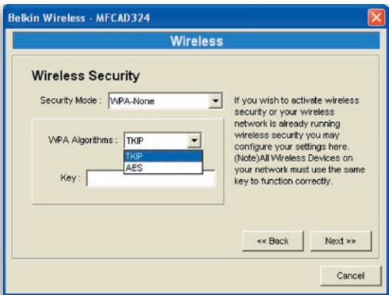 BELKIN SERVEUR D'IMPRESSION TOUT-EN-UN SANS FIL G #F1UP0002FR - WPA-Shared Key- of WPA-None Security-modus: - 1