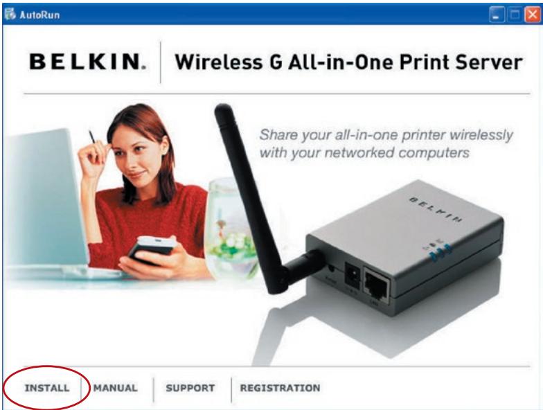 BELKIN SERVEUR D'IMPRESSION TOUT-EN-UN SANS FIL G #F1UP0002FR - Procedure d'installation du logiciel - 1