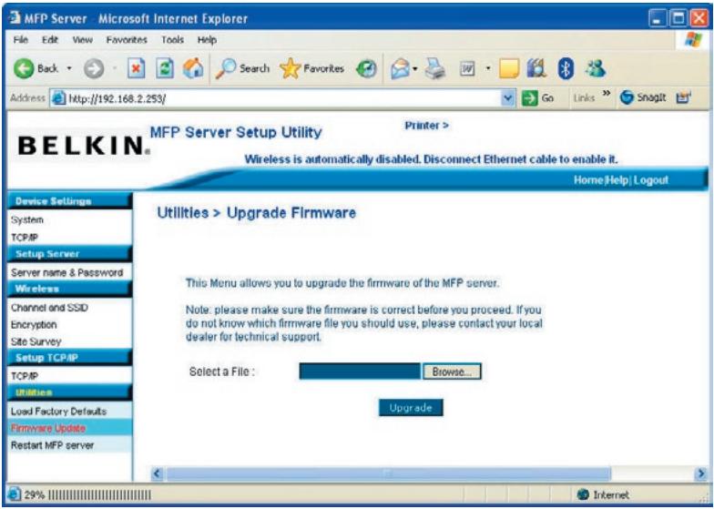 BELKIN SERVEUR D'IMPRESSION TOUT-EN-UN SANS FIL G #F1UP0002FR - Firmware Upgrade - 1