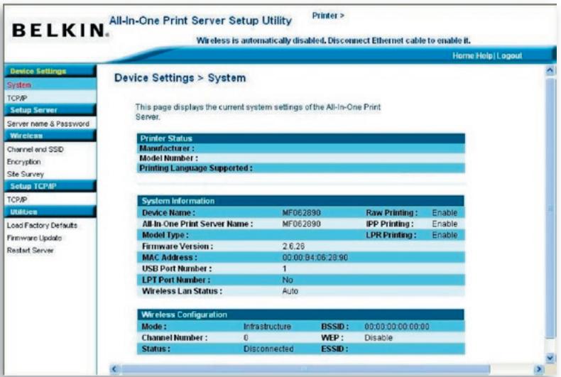 BELKIN SERVEUR D'IMPRESSION TOUT-EN-UN SANS FIL G #F1UP0002FR - Système - 1