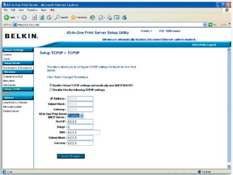 BELKIN SERVEUR D'IMPRESSION TOUT-EN-UN SANS FIL G #F1UP0002FR - DHCP-Server des Printservers - 1