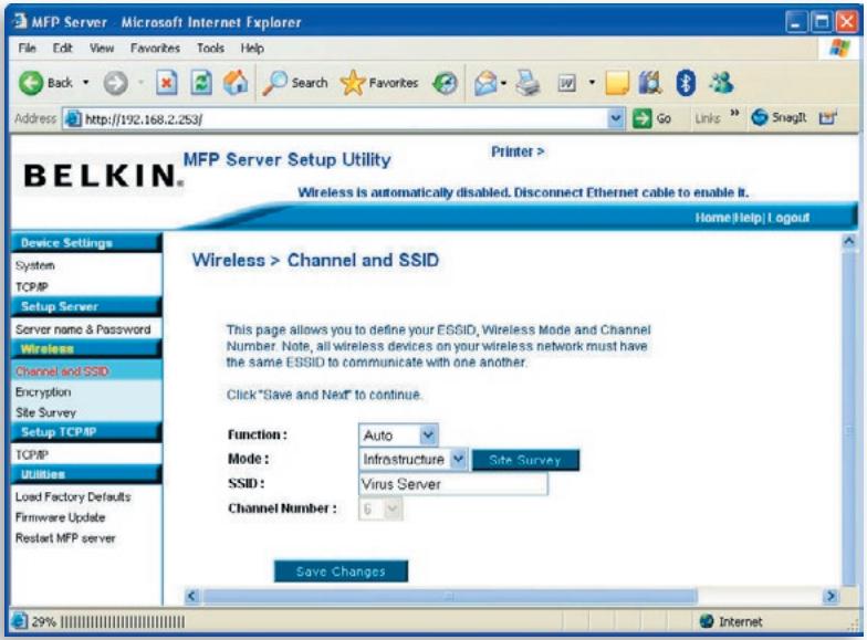 BELKIN SERVEUR D'IMPRESSION TOUT-EN-UN SANS FIL G #F1UP0002FR - Canale e SSID - 1