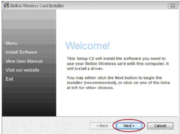 BELKIN ADAPTATEUR USB SANS FIL SHARE F7D2101EDSH - Procedure d'installation sous Windows XP - 1