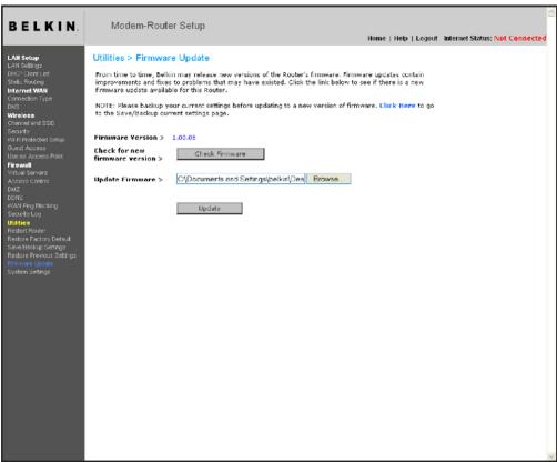 BELKIN MODEM ROUTEUR SANS FIL N F5D8635ED4A - Mise à jour du micrologiciel du routeur - 2