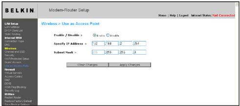 BELKIN MODEM ROUTEUR SANS FIL N F5D8635ED4A - Utilisation du mode point d'accès - 1