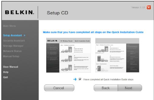 BELKIN MODEM ROUTEUR SANS FIL N F5D8635ED4A - Écran de confirmation - 1