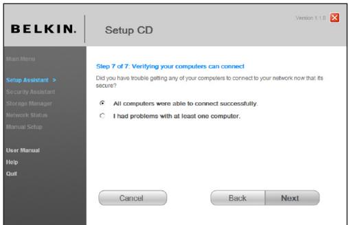 BELKIN MODEM ROUTEUR SANS FIL N F5D8635ED4A - Vérification de la connexion - 1