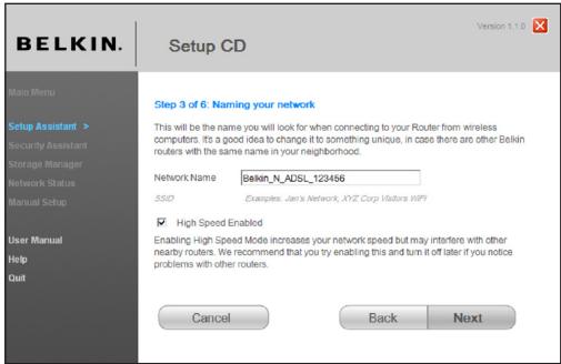 BELKIN MODEM ROUTEUR SANS FIL N F5D8635ED4A - Attribution d'un nom à votre réseau sans fil. - 1