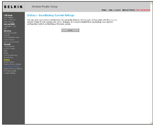 BELKIN MODEM ROUTEUR SANS FIL N F5D8635ED4A - Enregistrement de la configuration actuelle - 1