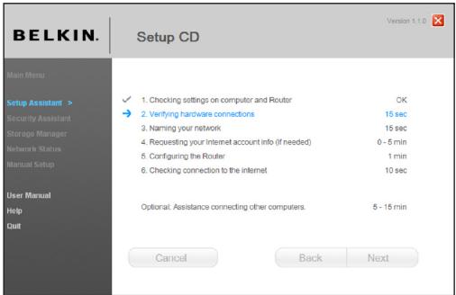 BELKIN MODEM ROUTEUR SANS FIL N F5D8635ED4A - Vérification des connexions physiques - 1