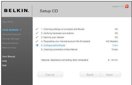 BELKIN MODEM ROUTEUR SANS FIL N F5D8635ED4A - Configuration du routeur. - 1