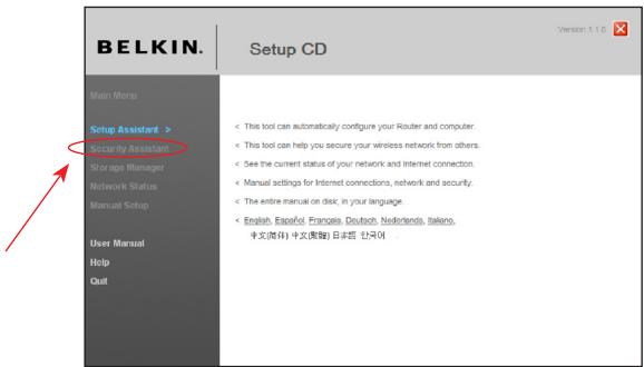 BELKIN MODEM ROUTEUR SANS FIL N F5D8635ED4A - Étape 3 : Configuration de la sécurité sans fil - Exécuter l'assistant de sécurité - 1