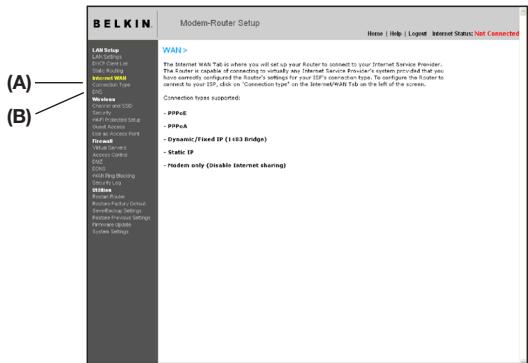 BELKIN MODEM ROUTEUR SANS FIL N F5D8635ED4A - Étape 4 : Configuration du routeur pour la connexion à votre fournisseur d'accès à Internet (FAI) - 1