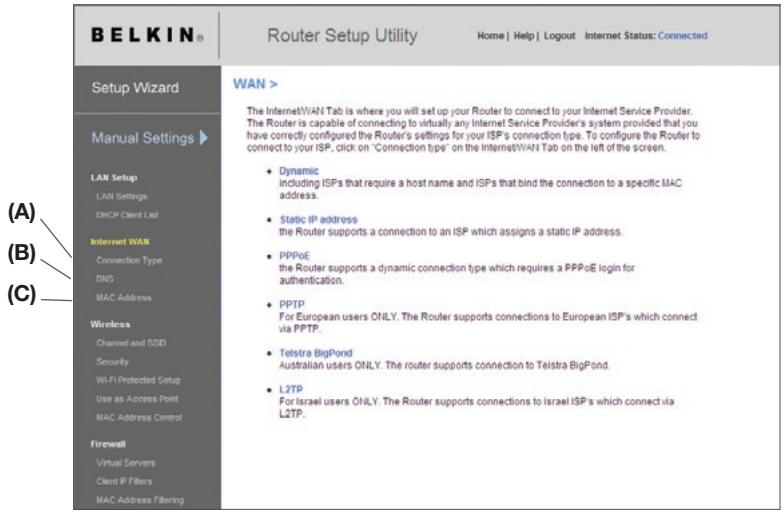 BELKIN N1 VISION - Step 4 Configuring your N1 Vision for Connection to your Internet Service Provider (ISP) - 1