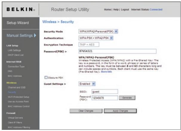 BELKIN N1 VISION - WPA/WPA2-Personal einstellen (PSK) - 1