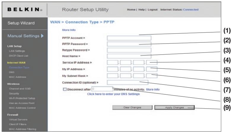 BELKIN N1 VISION - Setting your Internet Service Provider (ISP) Connection Type to Point-to-Point Tunneling Protocol (PPTP) - 1