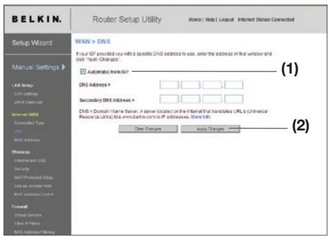 BELKIN N1 VISION - Setting Custom Domain Name Server (DNS) Settings - 1