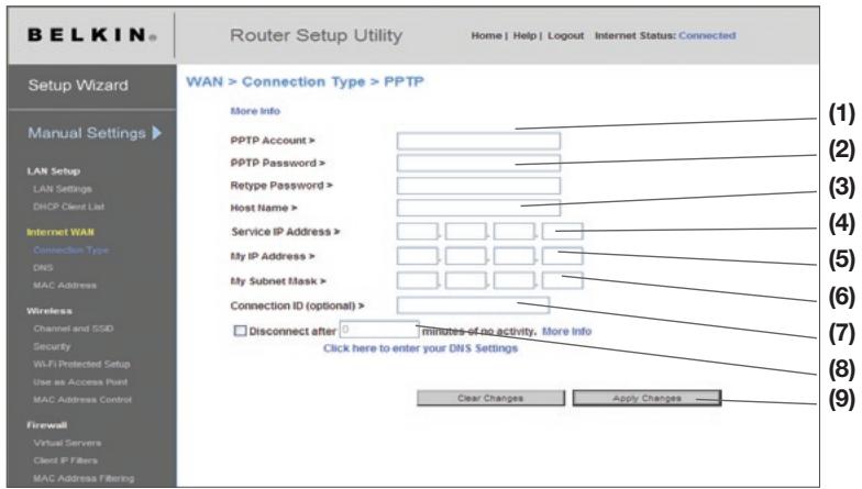 BELKIN N1 VISION - Uw type internetverbinding instalellen op PPTP (Point-to-Point Tunneling Protocol) - 1