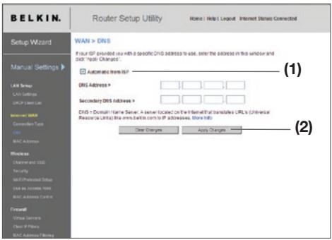 BELKIN N1 VISION - Festlegen individueller DNS-Einstellungen - 1