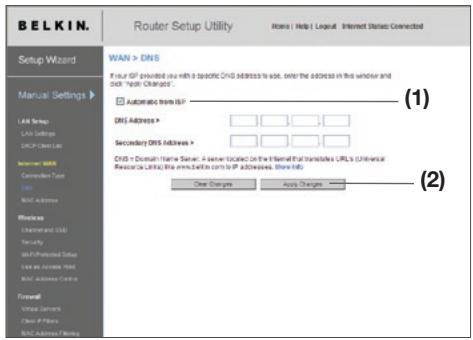 BELKIN N1 VISION - Impostazione delle caratteristiche del Domain Name Server (DNS) - 1