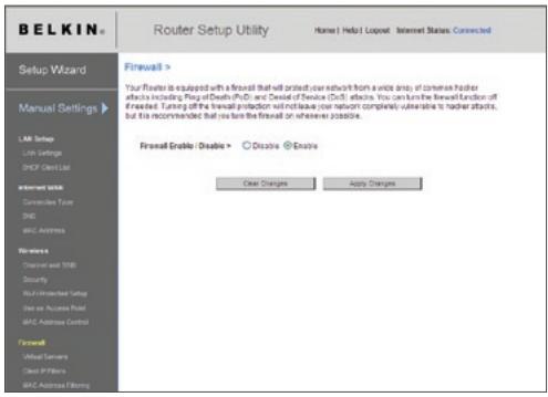 BELKIN N1 VISION - Configuración del firewall - 1