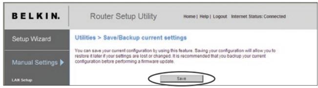 BELKIN N1 VISION - Enregistrement de la configuration actuelle - 1