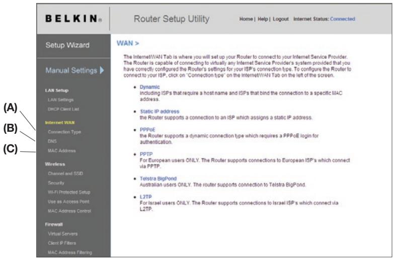 BELKIN N1 VISION - Schritt 4 Konfigurieren des N1 Vision Routers für die Verbindung mit dem Provider (ISP) - 1