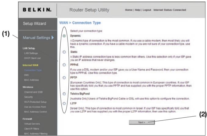 BELKIN N1 VISION - Step 4 Configuring your N1 Vision for Connection to your Internet Service Provider (ISP) - 2