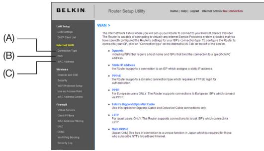 BELKIN OPTIMISEE ROUTEUR SANS FIL - Étape 4 : Configuration du routeur pour la connexion à votre fournisseur d'accès à Internet (FAI) - 1