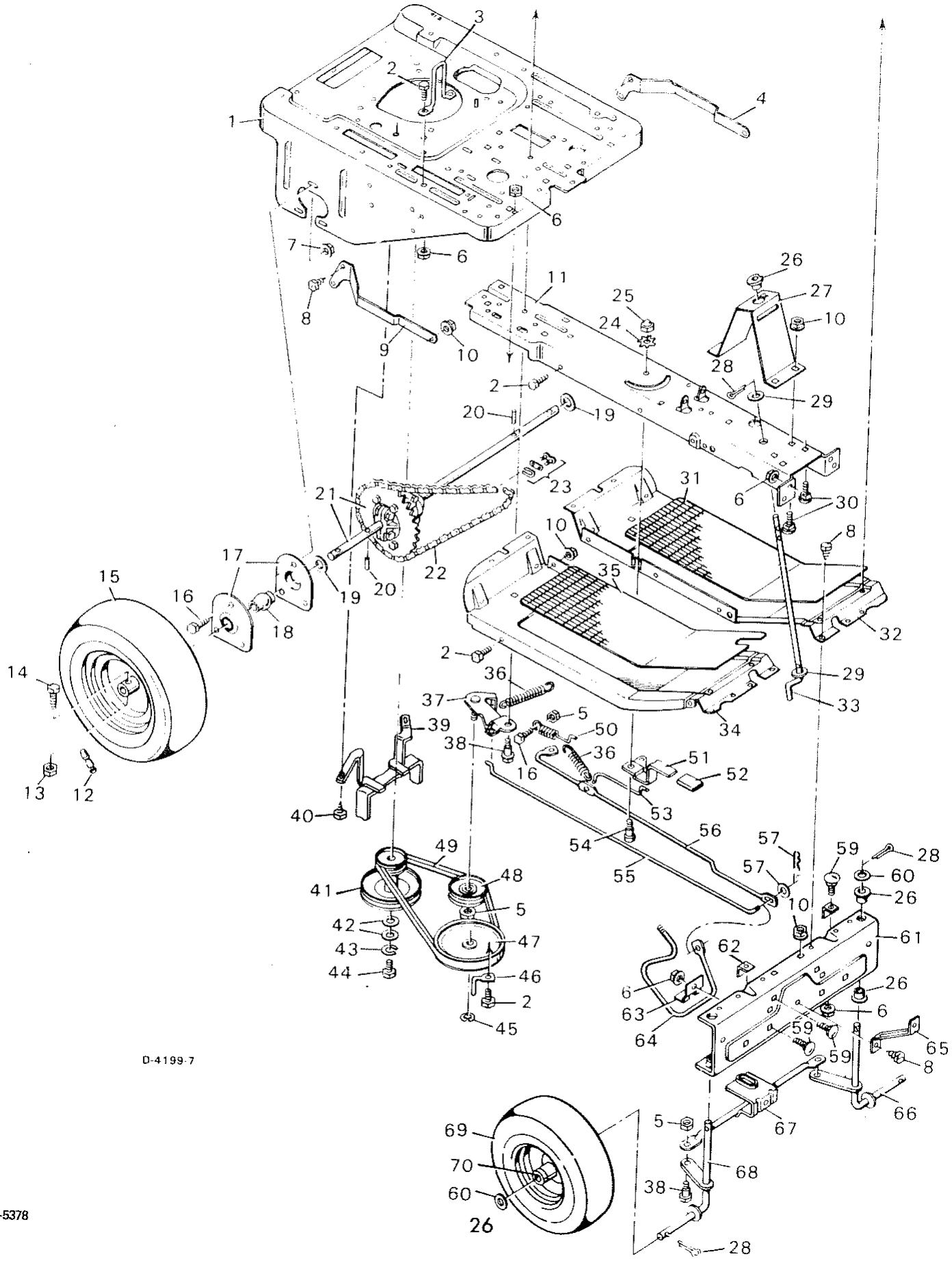 MURRAY TONDEUSE AUTOPORTEE  30 POUCES MODELE 81-30351 - TONDEUSE AUTO-MOTRICE-PARTIE INFÉRIEURE VUE ÉCLATÉE - 1