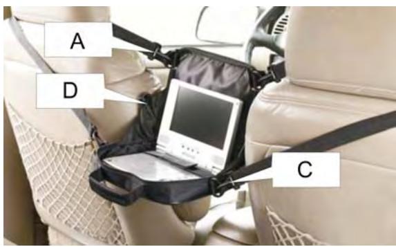 POLAROID PDU-0832DS - Pour suspendre la housse du lecteur de DVD entre deux sièges baquets (photo 3): - 1