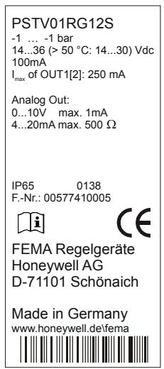 HONEYWELL PST - Plaque d'identification du fabricant - 1